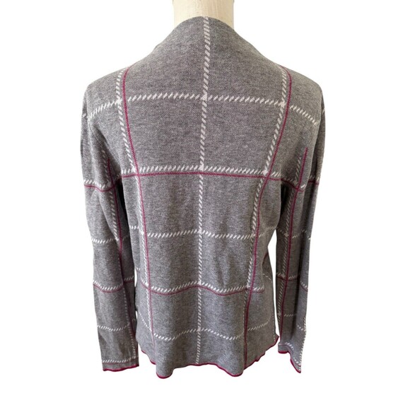 Brax Women's Sweater Pullover Lee 38 Gray Checkered Light Round Neck Wool Blend - Picture 3 of 8